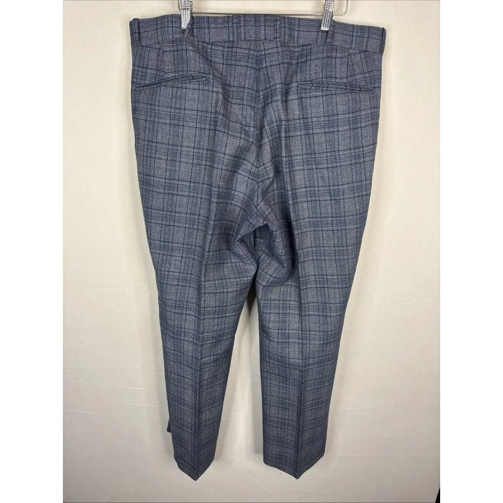 Vinntage La Fleche Bros Blue Gray Wool Plaid Pants Men’s 41x30‎ 70s